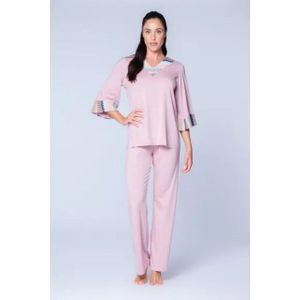 Pepita - Semia - Lange Pyjama - Roze - Viscose met Inzetstukken van Raschelstof