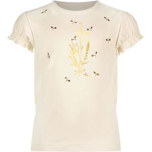 Le Chic Meisjes t-shirt bloemen en bijtjes nomsa pearled wit