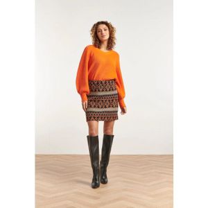 Smashed Lemon - Korte Pencilrok - Zwart - Met Tribaal Borduurwerk