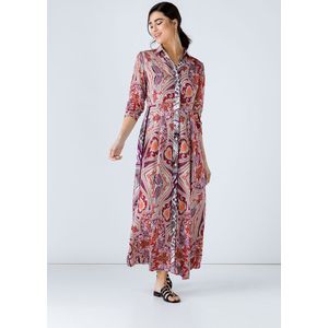 Maxi-jurk - Geweven Stof - Met Print - ¾ Mouwen - Knoopsluiting