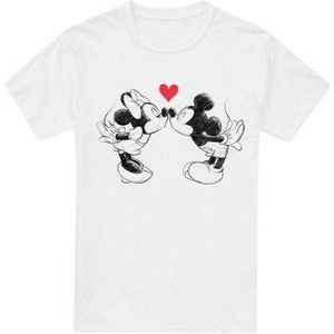 Disney Heren mickey & minnie mouse kiss sketch valentijnsdag t-shirt