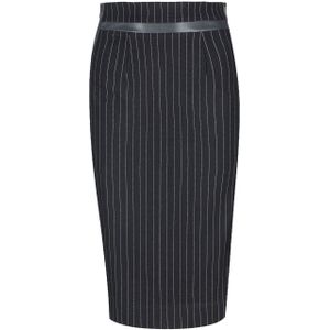 Kokerrok - Zwart - Midi-lengte - Met Leren Details