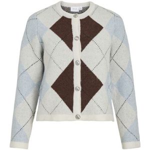 Vila - Vikayla O-neck LS Check Knit - Vest - Beige