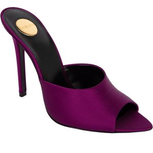 Saint Laurent Goldie Mules In Satijn Crepe Paars