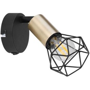Globo Kooi wandlamp van metaal met messing en hout | 1-lichts | e14 | wandlamp binnen | industrieel