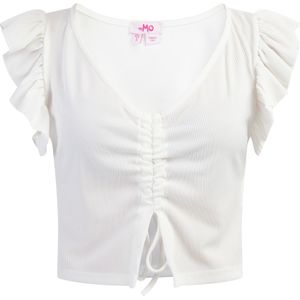 myMo - Crop Top - Wit - Gebreid - Korte Mouwen