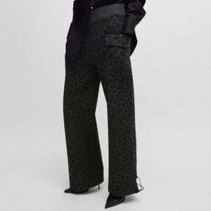 Boss - Naomi X - Damesbroek - Zwart - Dierenprint - Relaxed Fit