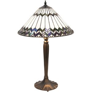 LumiLamp Tiffany tafellamp Ø 40x62 cm bruin glas tiffany bureaulamp