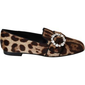 Dolce Gabbana - Instappers Flats - Bruin - Luipaardprint - Kristallen