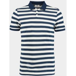 Bos Bright Blue Polo korte mouw ramses polo stripes 23108ra53bo/267 dark denim