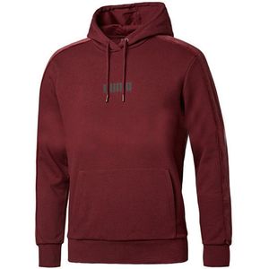 Puma - Graphic Logo Pullover - Burgundy - Heren Hoodie - Fluwelen