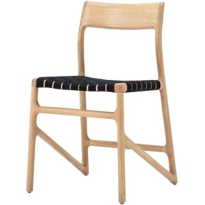 Gazzda Fawn chair houten eetkamerstoel whitewash met cotton webbing black 4555