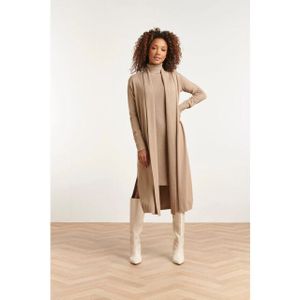 Smashed Lemon - 23601 - Mouwloze Cardigan - Sandkleur