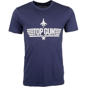 TOP GUN - Shirt - Donkerblauw/Wit - Katoen - Ronde Hals - Kwartmouw