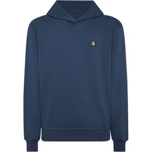 Billionaire - Hooded Sweatshirt - Blauw - Katoen - Met Leren Crest Patch