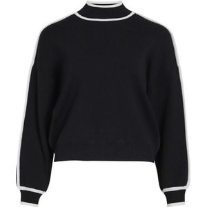 Vila - Viloca High Neck Stripe Knit Top - Zwart - Gebreide Trui