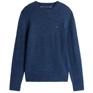 TOMMY HILFIGER - Trui - Marineblauw - Wol - Gestippeld
