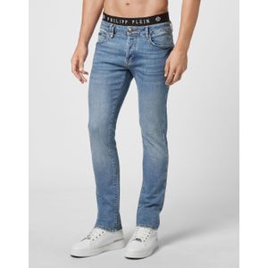 Philipp Plein - Super Straight Cut Iconic Plein - Jeans - Blauw - Stretchdenim