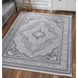 Woodman Carpet Flanders - 120x180cm, laagpolig vloerkleed met franjes