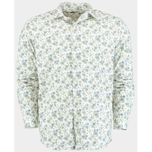 Bos Bright Blue Casual hemd lange mouw technische print 42540024c/ts480a ecru/navy/jeans/cactus