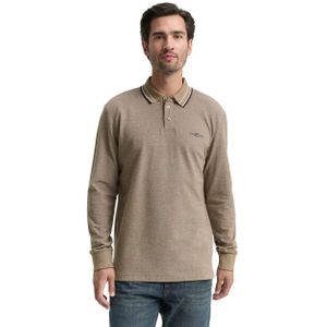 TOM TAILOR - Poloshirt - Lichtbruin - Lange Mouw - Effen