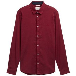 Tom Tailor - Structured Stretch Shirt - Bordeaux - Overhemd