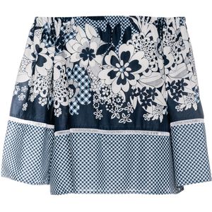 Off Shoulder Bell Sleeve Print Top