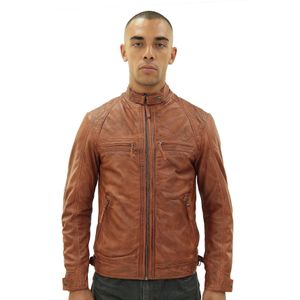 Klassiek - Gewatteerd Bikerjack - Zwart - Leren Jack - Voor Heren