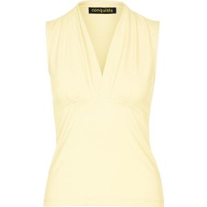 Tops - Crèmekleurige Mouwloze Jersey Top - V-hals - Stretchkatoenmix