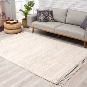 Muratap Vloerkleed hoogpolig shaggy in creme modern scandinavisch- 80x400 cm