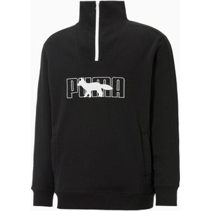 Puma - x Maison Kitsune - Sweatshirt - Zwart - Lange Mouw - Half Rits