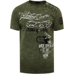 Rusty Neal - Olie-gewassen T-shirt - Heren - Normale Pasvorm - Katoen