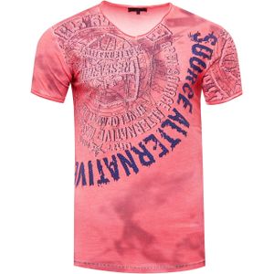Rusty Neal - T-shirt - V-hals - Heren - 100% Katoen - Normale Pasvorm