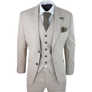 Heren - 3-delig - Crème - Linnen Pak - Klassiek - Gilet