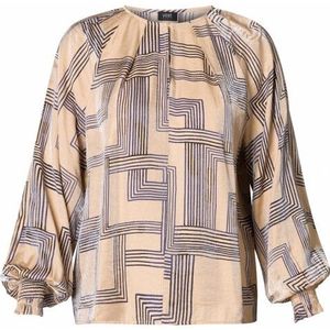 YEST CURVE - Fleur Tops - Dark Sand/Dark Navy - Blousetops