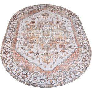 Veer Carpets Vloerkleed nora bruin ovaal 200 x 290 cm
