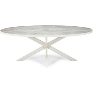 Stalux Ovale eettafel 'mees' 180 x 100cm, kleur wit / beton