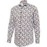 Blue Industry Overhemd poplin stretch, wit met bloemen print