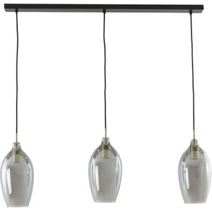 Light & Living hanglamp 3l 100x16,5x32 cm lukaro antiek brons+glas smoke