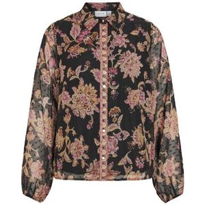 Vila - Blouse Vipraya O-neck - Zwart - Bloemenpatroon - Dames