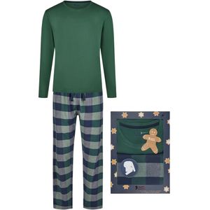 Happy Shorts Heren kerst pyjama set shirt + broek giftbox flanel geruit