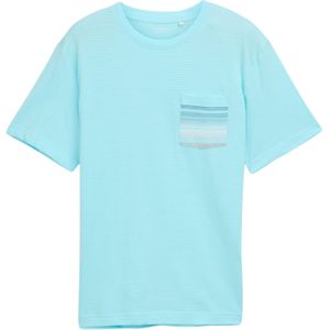 TOM TAILOR - Shirt - Blauw - Normale Pasvorm - Kwartmouw