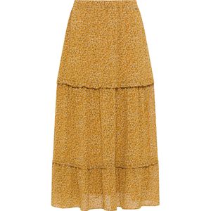 DreiMaster - Rock - Donkergeel - Veelkleurig - Maxirok - Bloemenprint