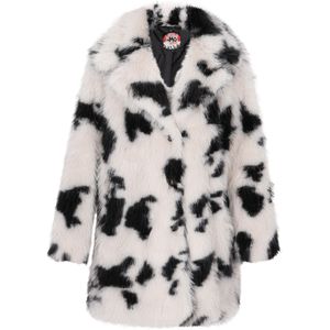 Mymo - Jas - Wit Zwart - Dames - Statement-jack met Bontpatroon