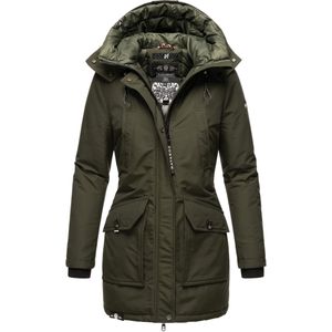 NAVAHOO - Winterjas - Olijfgroen/Zwart/Wit - Katoen - Warm Gevoerd