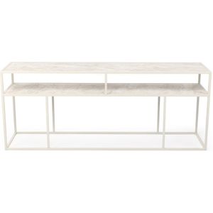 Stalux Side-table 'teun' 150cm, kleur wit / wit marmer