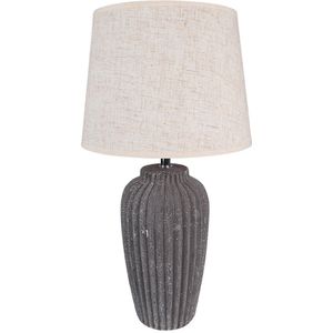 Clayre & Eef Tafellamp Ø 24x45 cm grijs keramiek rond bureaulamp