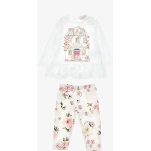 Monnalisa Meisjes baby set legging bloemen beige rosa antico