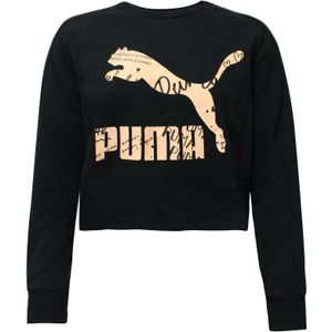 Puma - Classics Logo Crew - Sweatshirt - Zwart - Grafisch Logo