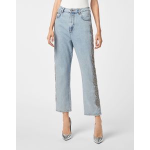 Jeans - Stone Washed - Losse Pasvorm - Met Strass-applicaties